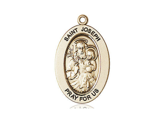 Saint Joseph Medal – Patron Saint of Fathers & Workers – Catholic Gift for Men, Dads & Husbands Seeking Strength, Provision & Protection, 14k Yellow Gold, No Chain, Pendant Only, Made in USA