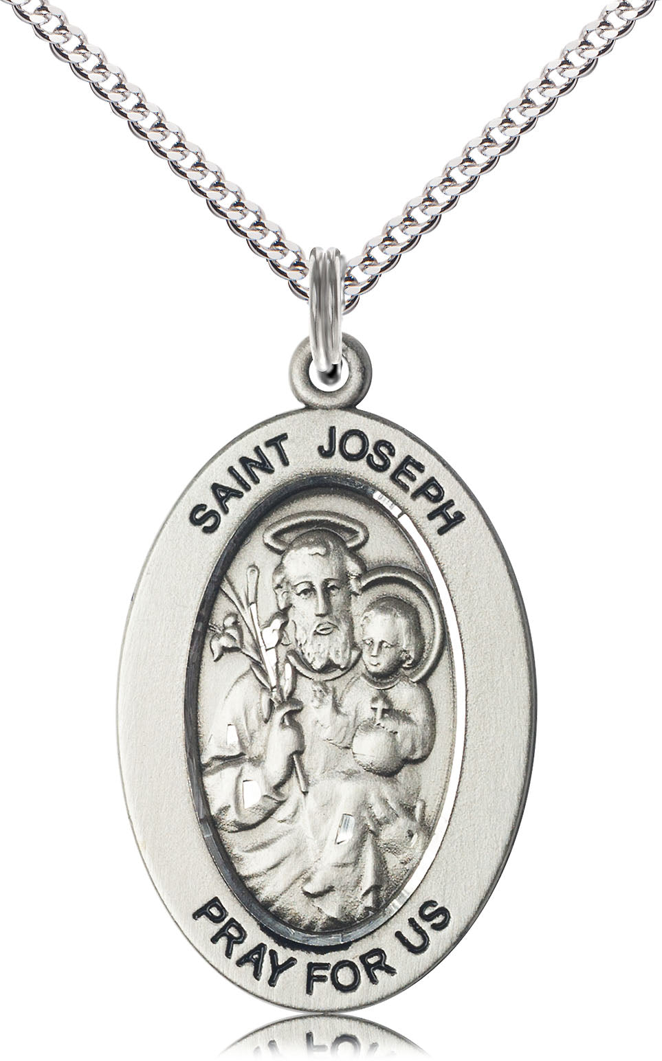 Saint Joseph Medal – Patron Saint of Fathers & Workers – Catholic Gift for Men, Dads & Husbands Seeking Strength, Provision & Protection, Sterling Silver, 18" Curb Chain, Made in USA