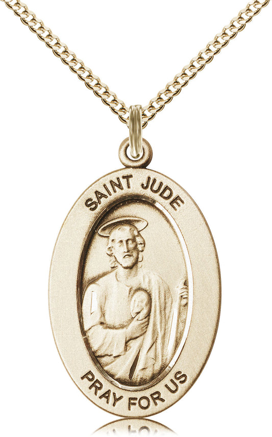 Saint Jude Medal – Patron Saint of Impossible Causes – Catholic Jewelry for Hope, Urgent Prayers & Miraculous Help, 14k Yellow Gold Filled, 18" Curb Chain, Made in USA
