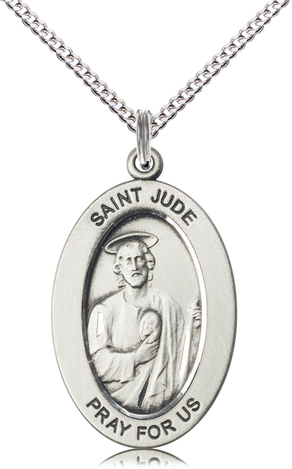 Saint Jude Medal – Patron Saint of Impossible Causes – Catholic Jewelry for Hope, Urgent Prayers & Miraculous Help, Pewter, 18" Curb Chain, Made in USA
