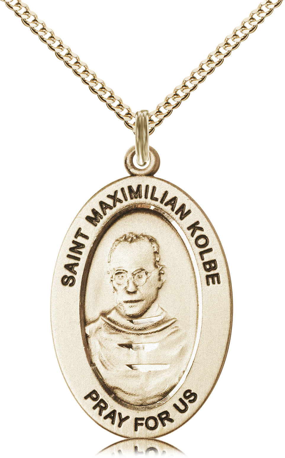 Saint Maximilian Kolbe Medal – Catholic Pendant of Sacrificial Love – Inspirational Gift for Fathers & Men of Faith, 14k Yellow Gold Filled, 18" Curb Chain, Made in USA