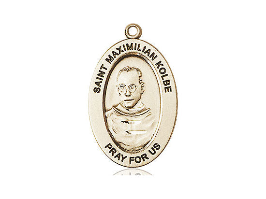 Saint Maximilian Kolbe Medal – Catholic Pendant of Sacrificial Love – Inspirational Gift for Fathers & Men of Faith, 14k Yellow Gold, No Chain, Pendant Only, Made in USA