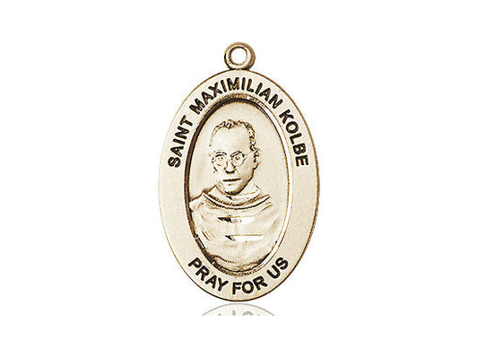 Saint Maximilian Kolbe Medal – Catholic Pendant of Sacrificial Love – Inspirational Gift for Fathers & Men of Faith, 14k Yellow Gold, No Chain, Pendant Only, Made in USA