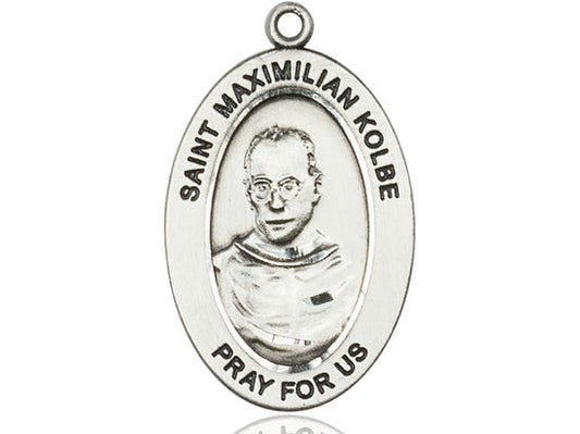 Saint Maximilian Kolbe Medal – Catholic Pendant of Sacrificial Love – Inspirational Gift for Fathers & Men of Faith, Sterling Silver, No Chain, Pendant Only, Made in USA