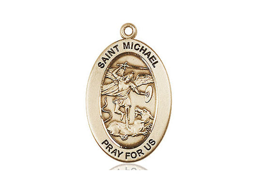 Saint Michael the Archangel Medal – Catholic Protection Pendant for Warriors, First Responders & Soldiers – Spiritual Defender in Spiritual Warfare, 14k Yellow Gold, No Chain, Pendant Only, Made in USA