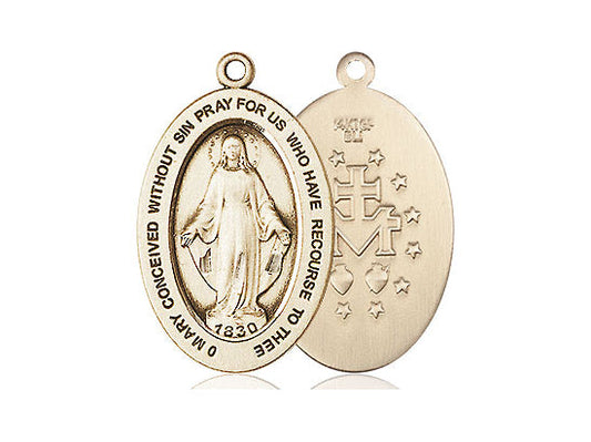 Miraculous Medal – Catholic Devotional Necklace of Mary’s Grace & Protection, 14k Yellow Gold Filled, No Chain, Pendant Only, Made in USA