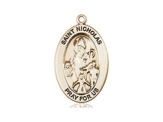 Saint Nicholas Medal – Patron Saint of Protection & Generosity – Ideal Catholic Gift for First Responders, Families & Guardians, 14k Yellow Gold Filled, No Chain, Pendant Only, Made in USA