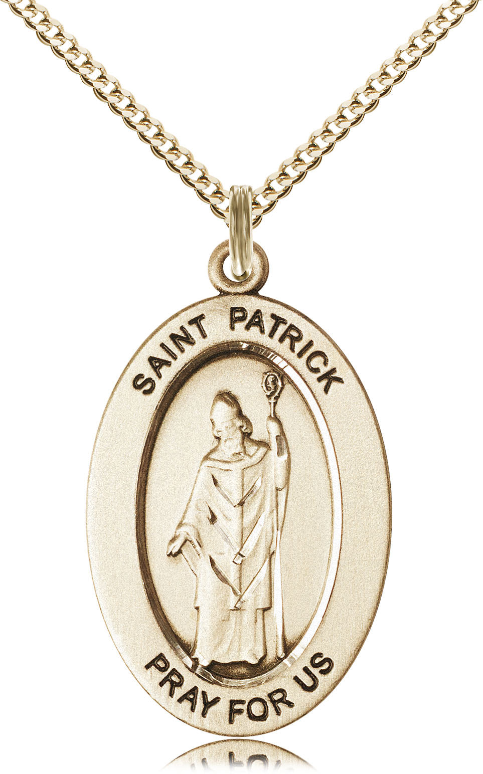 Saint Patrick Medal – Catholic Gift for Irish Heritage & Evangelization – Faith Pendant for Men, Missionaries & Converts, 14k Yellow Gold Filled, 18" Curb Chain, Made in USA