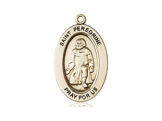 Saint Peregrine Medal – Catholic Patron Saint of Cancer Patients – Healing Jewelry for Strength, Faith & Comfort During Illness, 14k Yellow Gold, No Chain, Pendant Only, Made in USA