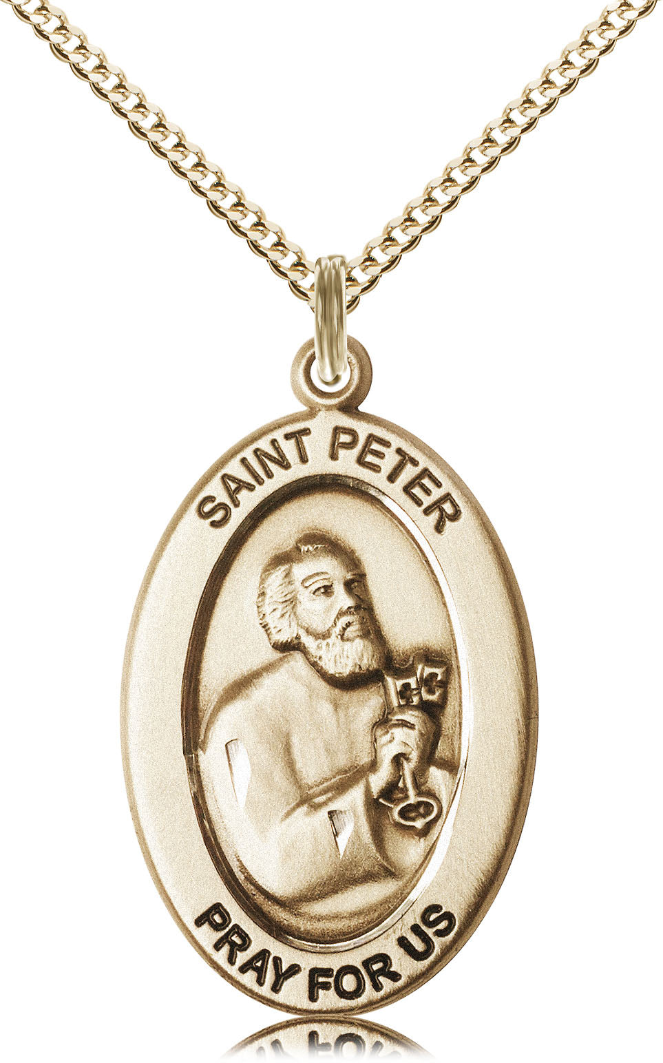 Saint Peter the Apostle Medal – Catholic Jewelry for Leadership, Faith & Forgiveness – Perfect for Men of Devotion & Responsibility, 14k Yellow Gold Filled, 18" Curb Chain, Made in USA