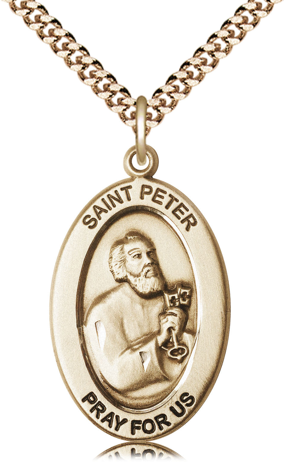 Saint Peter the Apostle Medal – Catholic Jewelry for Leadership, Faith & Forgiveness – Perfect for Men of Devotion & Responsibility, 14k Yellow Gold Filled, 24" Curb Chain, Made in USA