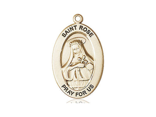 Saint Rose of Lima Medal – Catholic Jewelry for Women of Faith & Inner Strength – Patron Saint of Perseverance in Adversity, 14k Yellow Gold, No Chain, Pendant Only, Made in USA