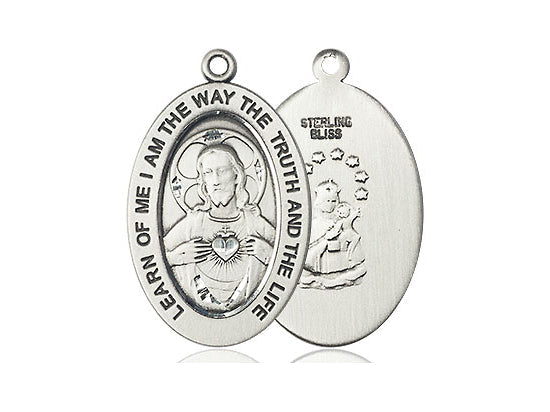 Extel Large Oval Sterling Silver Scapular Pendant No Chain, Made in USA, Catholic Gift