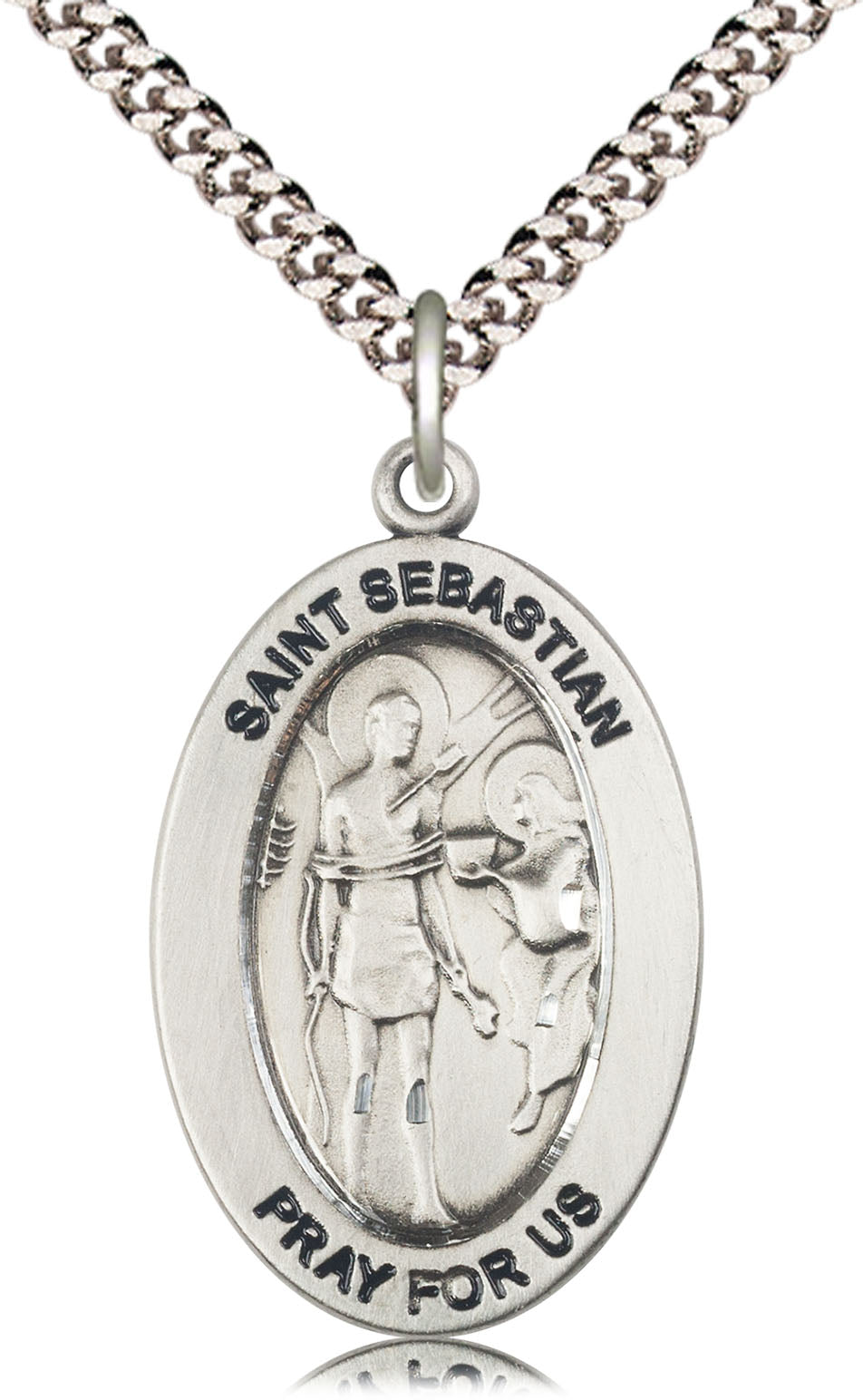 Saint Sebastian Medal – Patron Saint of Athletes – Catholic Sports Pendant for Strength, Recovery & Perseverance in Competition, Sterling Silver, 24" Curb Chain, Made in USA