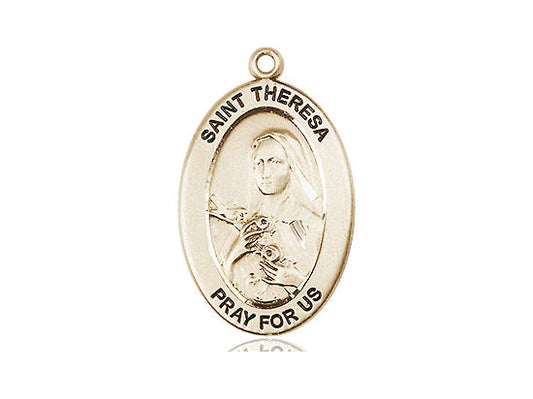 Saint Theresa the Little Flower Medal – Catholic Pendant for Women of Faith – Simple Acts of Love & Trust in God’s Plan, 14k Yellow Gold, No Chain, Pendant Only, Made in USA