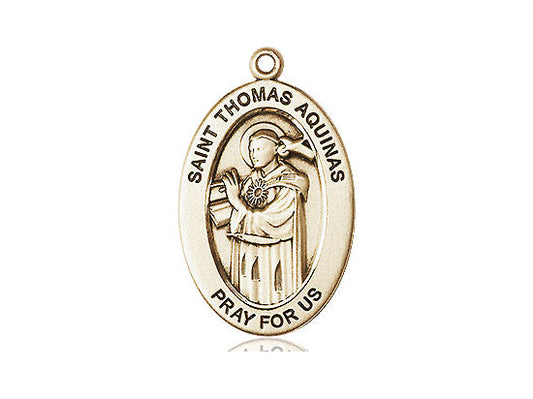 Saint Thomas Aquinas Medal – Catholic Patron of Scholars & Teachers – Wisdom & Strength Pendant for Fathers & Thinkers, 14k Yellow Gold, No Chain, Pendant Only, Made in USA