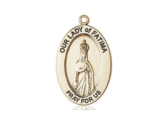 Extel Large Oval 14kt Gold Our Lady of Fatima Pendant No Chain, Made in USA,  Catholic Confirmation, First Communion, RCIA Gift