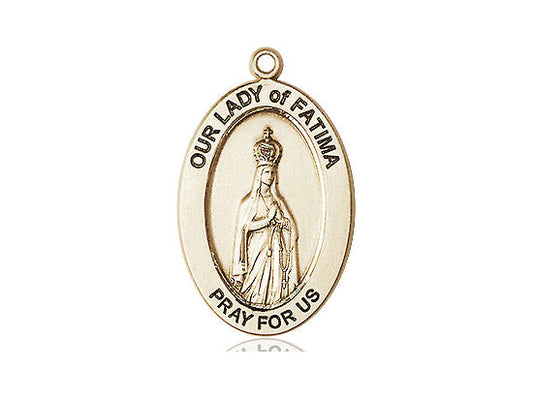 Extel Large Oval 14kt Gold Our Lady of Fatima Pendant No Chain, Made in USA,  Catholic Confirmation, First Communion, RCIA Gift