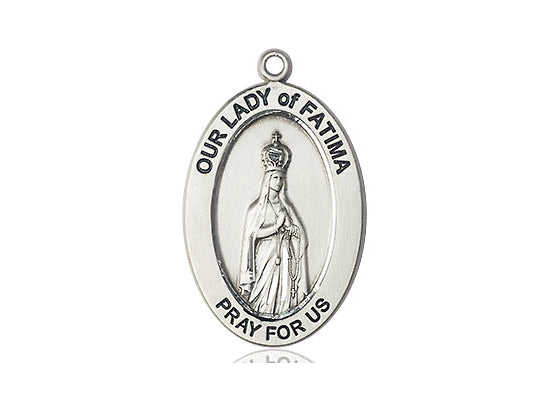Extel Large Oval Pewter Our Lady of Fatima Pendant No Chain, Made in USA,  Catholic Confirmation, First Communion, RCIA Gift