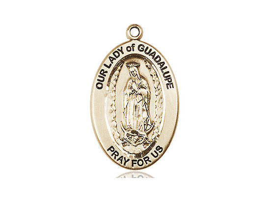 Extel Large Oval 14kt Gold Our Lady of Guadalupe Pendant No Chain, Made in USA,  Catholic Confirmation, First Communion, RCIA Gift