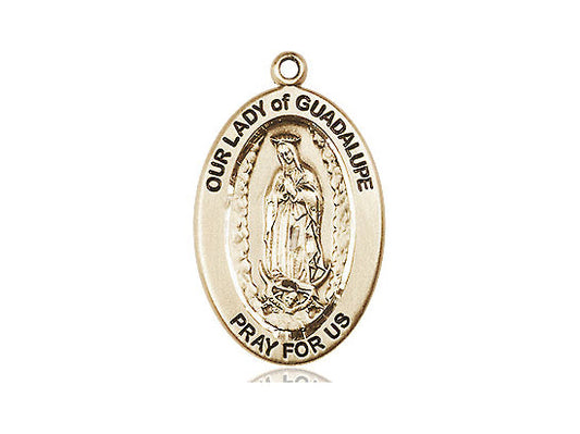 Extel Large Oval 14kt Gold Our Lady of Guadalupe Pendant No Chain, Made in USA,  Catholic Confirmation, First Communion, RCIA Gift