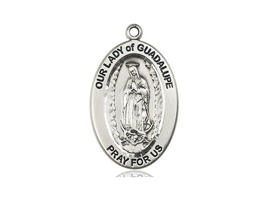 Extel Large Oval Pewter Our Lady of Guadalupe Pendant No Chain, Made in USA,  Catholic Confirmation, First Communion, RCIA Gift