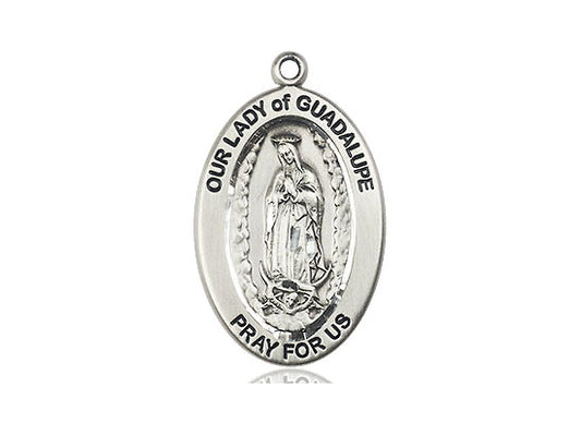 Extel Large Oval Pewter Our Lady of Guadalupe Pendant No Chain, Made in USA,  Catholic Confirmation, First Communion, RCIA Gift