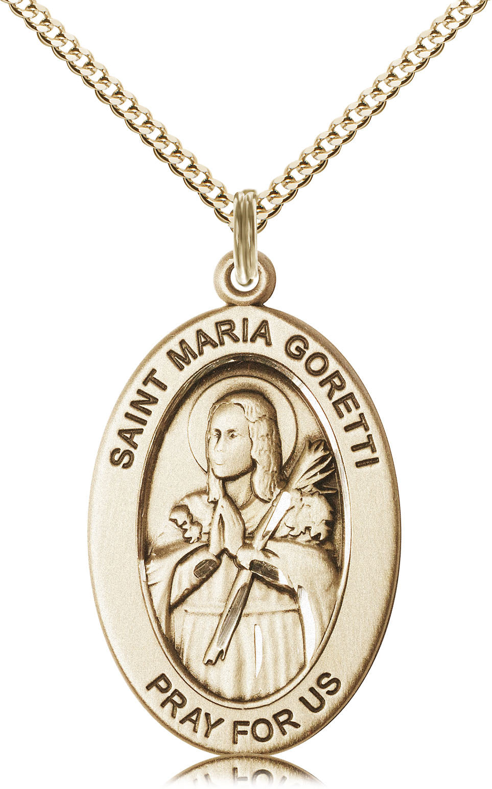 Saint Maria Goretti Medal – Catholic Gift for Women, Teens & Mothers – Symbol of Purity, Forgiveness & Spiritual Strength, 14k Yellow Gold Filled, 18" Curb Chain, Made in USA
