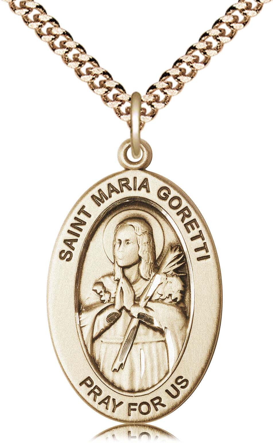 Saint Maria Goretti Medal – Catholic Gift for Women, Teens & Mothers – Symbol of Purity, Forgiveness & Spiritual Strength, 14k Yellow Gold Filled, 24" Curb Chain, Made in USA