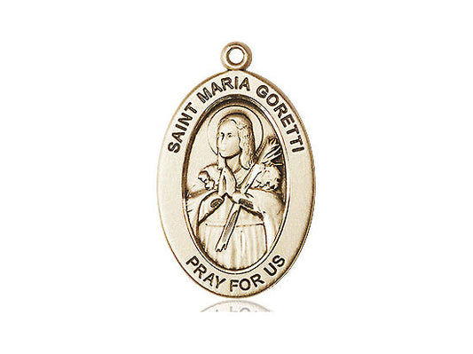 Saint Maria Goretti Medal – Catholic Gift for Women, Teens & Mothers – Symbol of Purity, Forgiveness & Spiritual Strength, 14k Yellow Gold, No Chain, Pendant Only, Made in USA