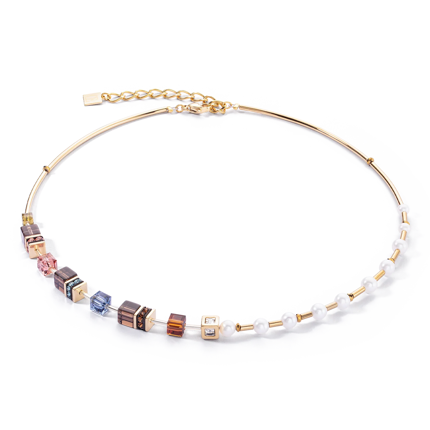 Necklace GeoCUBE® Fusion Precious Pearl Mix Gold-Autumn