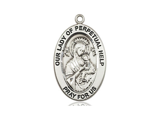 Extel Large Oval Pewter Our Lady of Perpetual Help Pendant No Chain, Made in USA,  Catholic Confirmation, First Communion, RCIA Gift