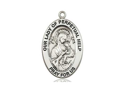 Extel Large Oval Pewter Our Lady of Perpetual Help Pendant No Chain, Made in USA,  Catholic Confirmation, First Communion, RCIA Gift