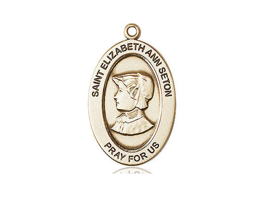 Extel Large Oval 14kt Gold Saint Elizabeth Ann Seton Pendant No Chain, Made in USA, Custom Personalized Engraveable Catholic Confirmation, First Communion, RCIA Gift