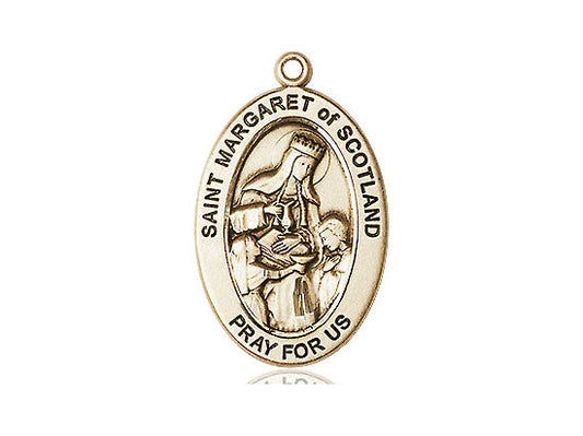 Extel Large Oval 14kt Gold Saint Margaret of Scotland Pendant No Chain, Made in USA, Custom Personalized Engraveable Catholic Confirmation, First Communion, RCIA Gift