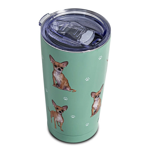 E & S Chihuahua 20oz Serengetti Ultimate Tumbler, Double Wall Insulated, Vacuum Sealed, Shatter Resistant Lid, Chihuahua Dog Lover Gift, Coffee Mug