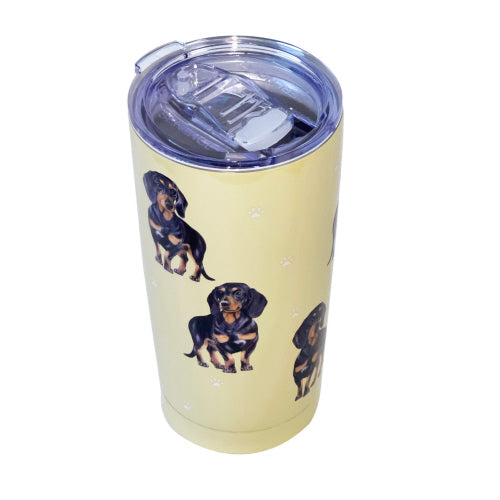 E & S Black Dachshund 20oz Serengetti Ultimate Tumbler, Double Wall Insulated, Vacuum Sealed, Shatter Resistant Lid, Wiener Dog Gift, Insulated Coffee Tumbler
