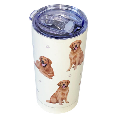 E & S Golden Retriever 20oz Serengetti Ultimate Tumbler, Double Wall Insulated, Vacuum Sealed, Shatter Resistant Lid, Retriever Dog Gift Mug