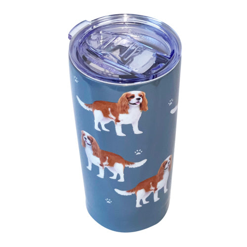 E & S King Charles Cavalier 20oz Serengetti Ultimate Tumbler, Double Wall Insulated, Vacuum Sealed, Shatter Resistant Lid, Cavalier Spaniel Gift, Insulated Coffee Mug
