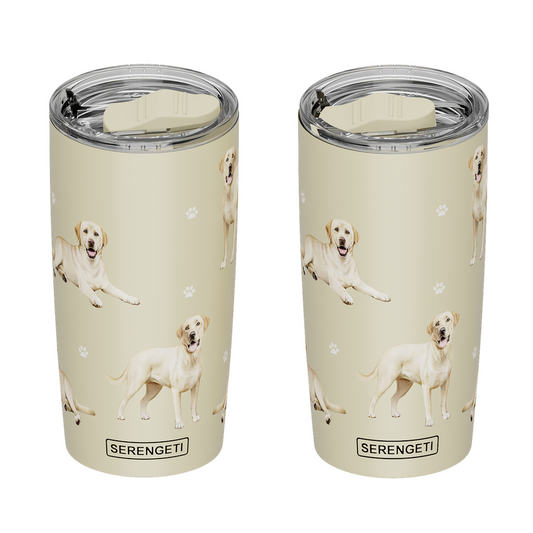 E & S Yellow Lab 20oz Serengetti Ultimate Tumbler, Double Wall Insulated, Vacuum Sealed, Shatter Resistant Lid, Labrador Retriever Travel Mug, Dog Lover Gift, Insulated Coffee Cup