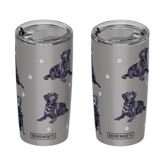E & S Black Labrador 20oz Serengetti Ultimate Tumbler, Double Wall Insulated, Vacuum Sealed, Shatter Resistant Lid, Lab Dog Gift, Travel Coffee Mug
