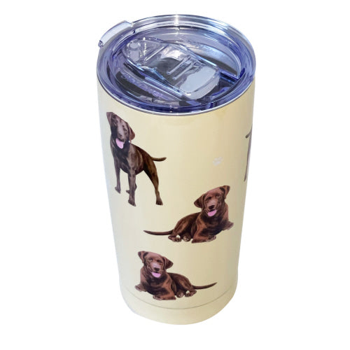 E & S Chocolate Labrador 20oz Serengetti Ultimate Tumbler, Double Wall Insulated, Vacuum Sealed, Shatter Resistant Lid, Lab Dog Gift, Insulated Mug