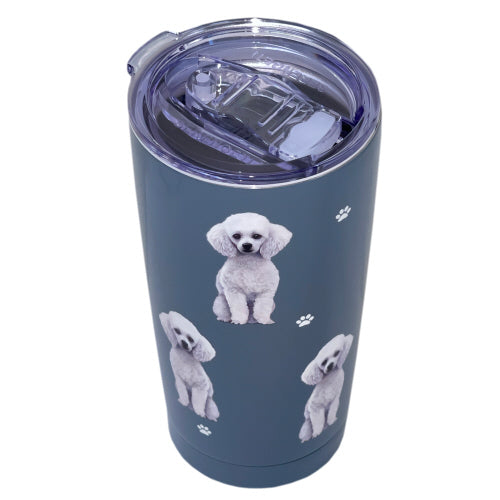 E & S Poodle 20oz Serengetti Ultimate Tumbler, Double Wall Insulated, Vacuum Sealed, Shatter Resistant Lid, Poodle Dog Gift, Insulated Coffee Cup