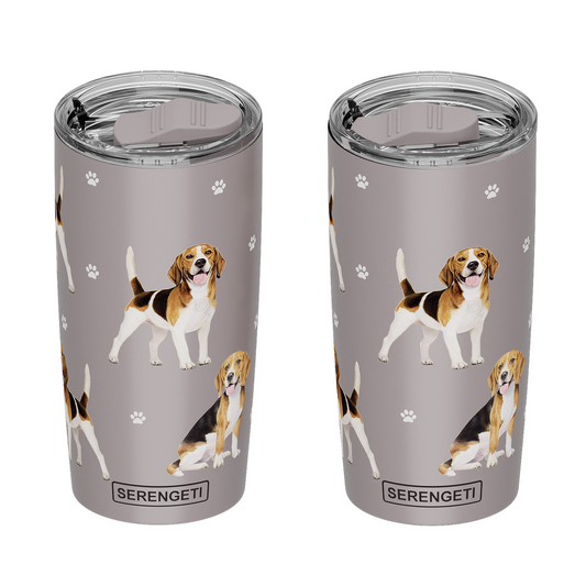 E & S Beagle 20oz Serengetti Ultimate Tumbler, Double Wall Insulated, Vacuum Sealed, Shatter Resistant Lid, Beagle Dog Lover Gift, Travel Coffee Mug, Hot Cold Cup