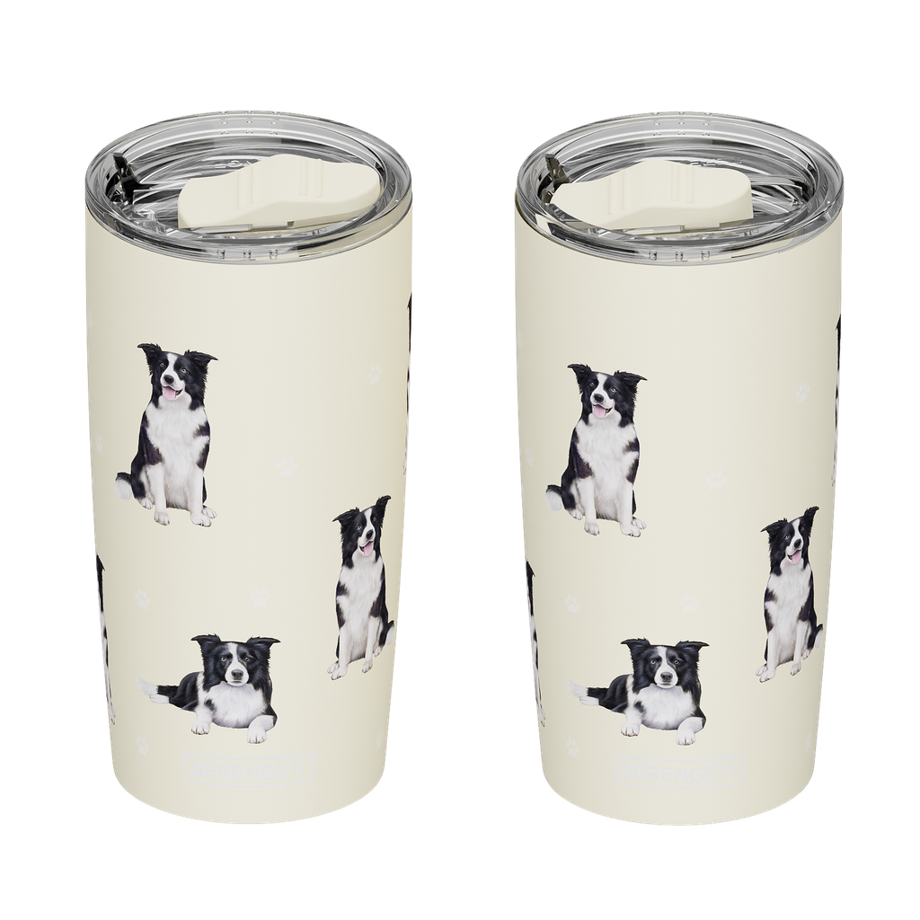 E & S Collie-Bichon Frise 20oz Serengetti Ultimate Tumbler, Double Wall Insulated, Vacuum Sealed, Shatter Resistant Lid, Mixed Breed Dog Gift, Travel Mug