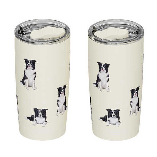E & S Collie-Bichon Frise 20oz Serengetti Ultimate Tumbler, Double Wall Insulated, Vacuum Sealed, Shatter Resistant Lid, Mixed Breed Dog Gift, Travel Mug