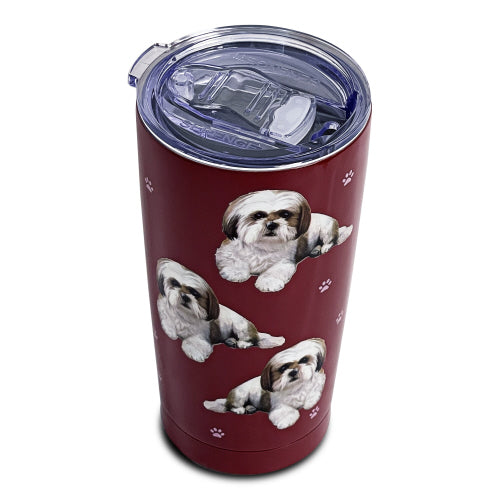 E & S Shih Tzu 20oz Serengetti Ultimate Tumbler, Double Wall Insulated, Vacuum Sealed, Shatter Resistant Lid, Shih Tzu Dog Gift, Travel Coffee Mug