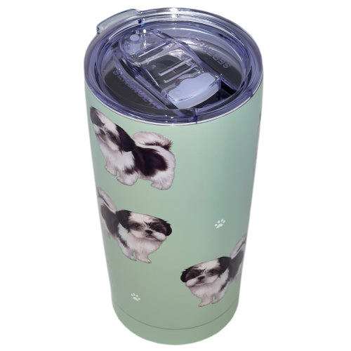 E & S Shih Tzu 20oz Serengetti Ultimate Tumbler, Double Wall Insulated, Vacuum Sealed, Shatter Resistant Lid, Shih Tzu Dog Gift, Insulated Coffee Mug