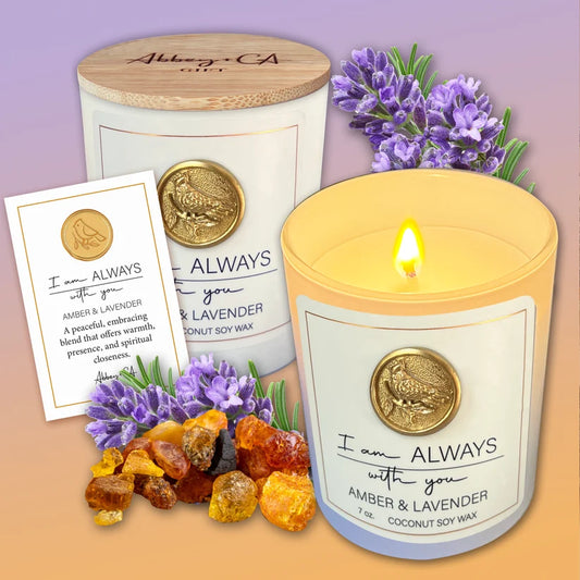 ALWAYS WITH YOU AMBER & LAVNDR 7 OZ CANDLE, BOXED