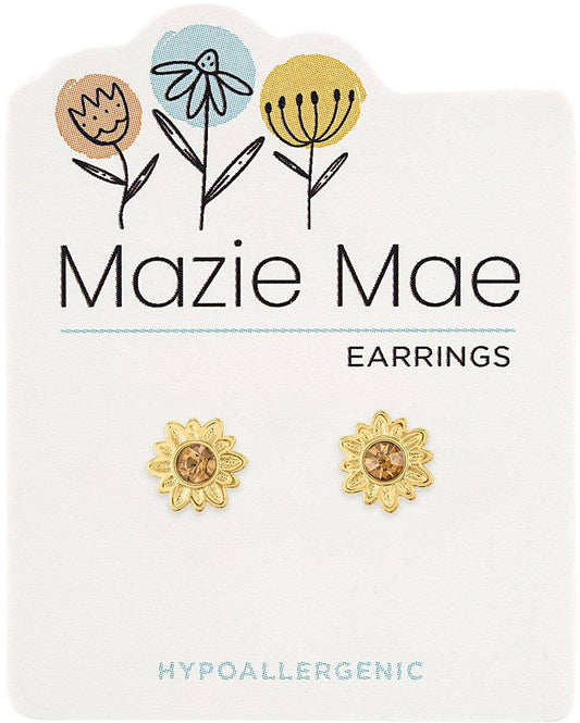 Mazie Mae Earring: Gold Sunflower Stud Earring